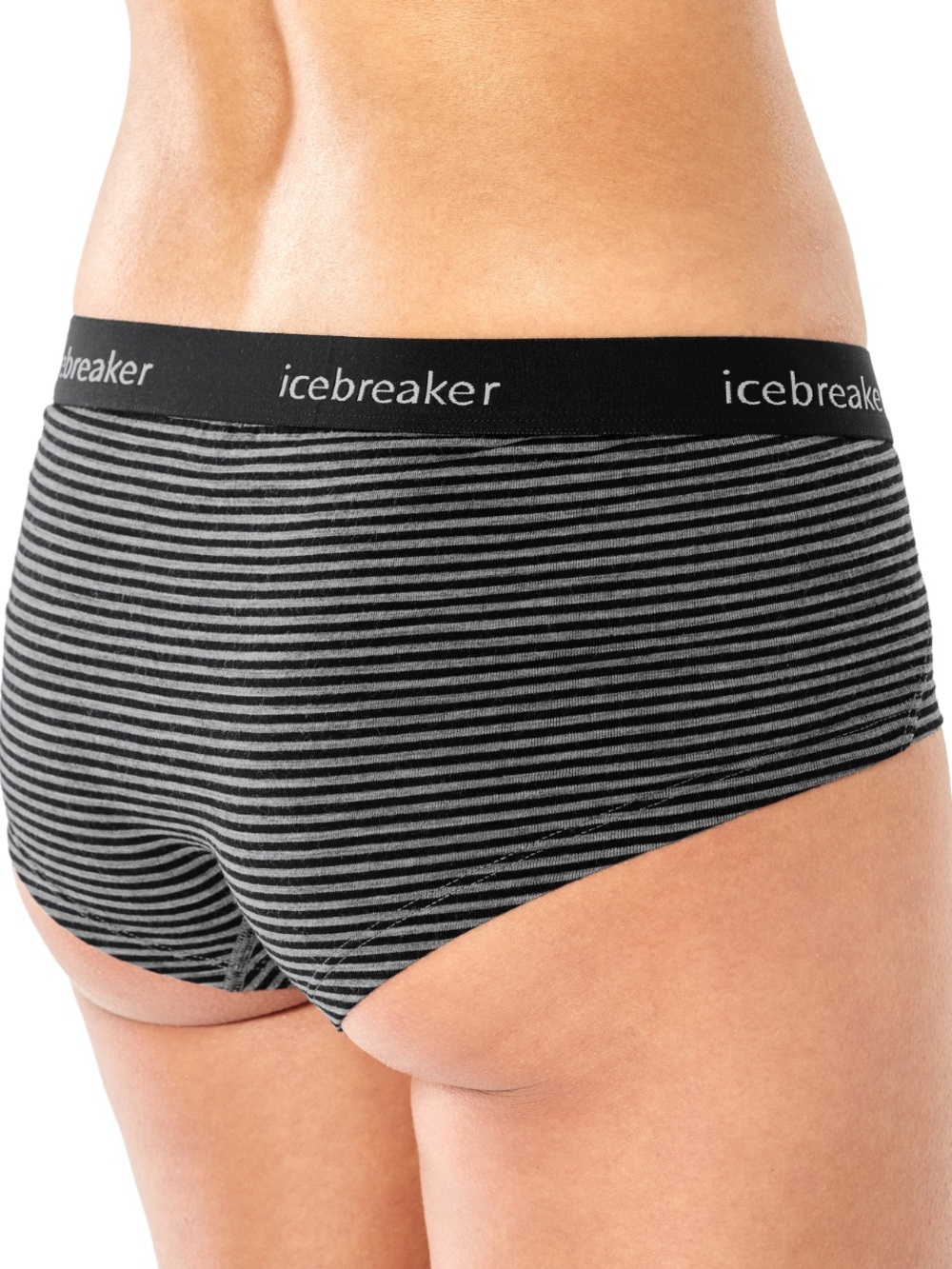 Icebreaker Sprite hot pants merino wool underwear black striped size XL